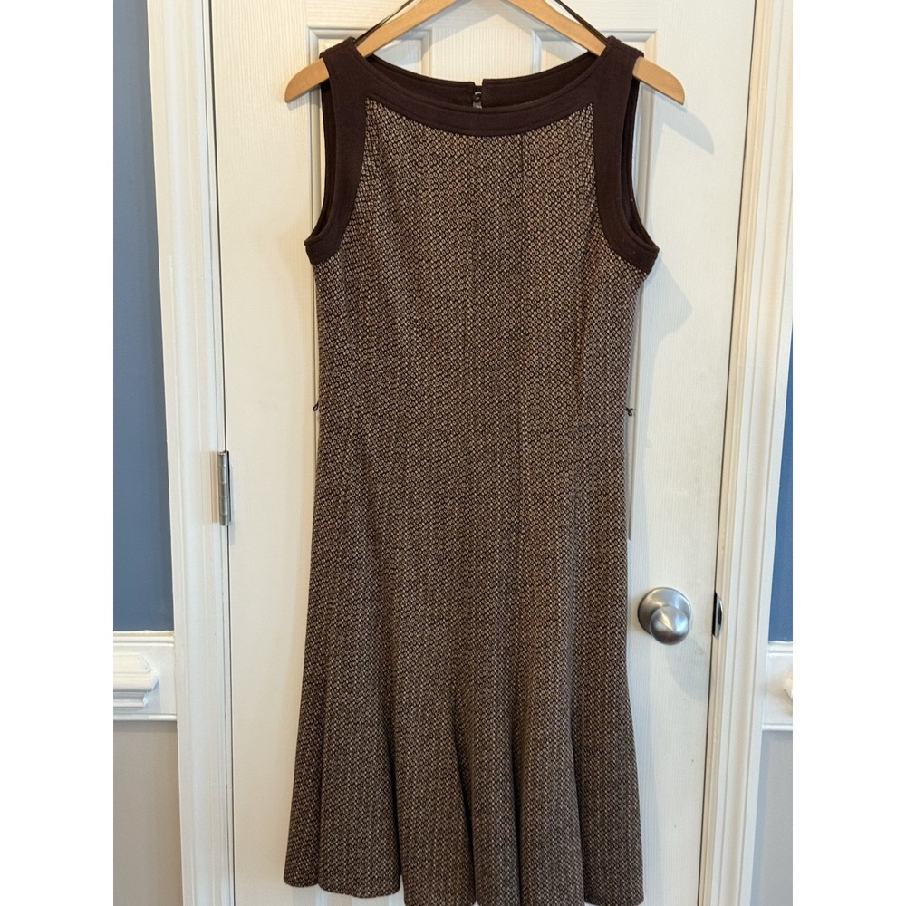 Sandra Darren Chocolate Brown Retro Fall Winter Sleeveless Dress  Size 6